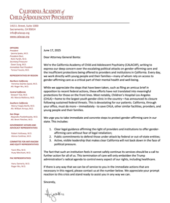 CALACAP Response to CHLA Transyouth Center Closure