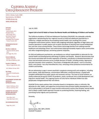 CALACAP Statement RE Maha and Federal Policies